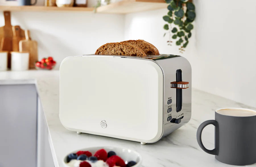 Salton Swan Nordic Toaster 2 Slice, 3 Modes with 6 Power Settings, Slim  Scandinavian Design Runs on 900 Watts, Matte Cotton White