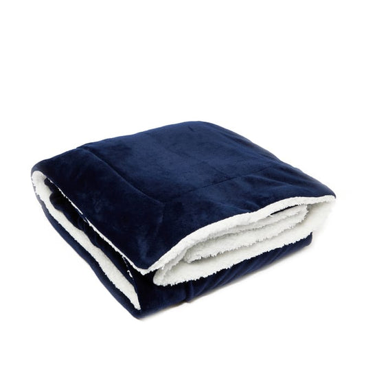 Large Flannel Sherpa Fleece Throw - Navy