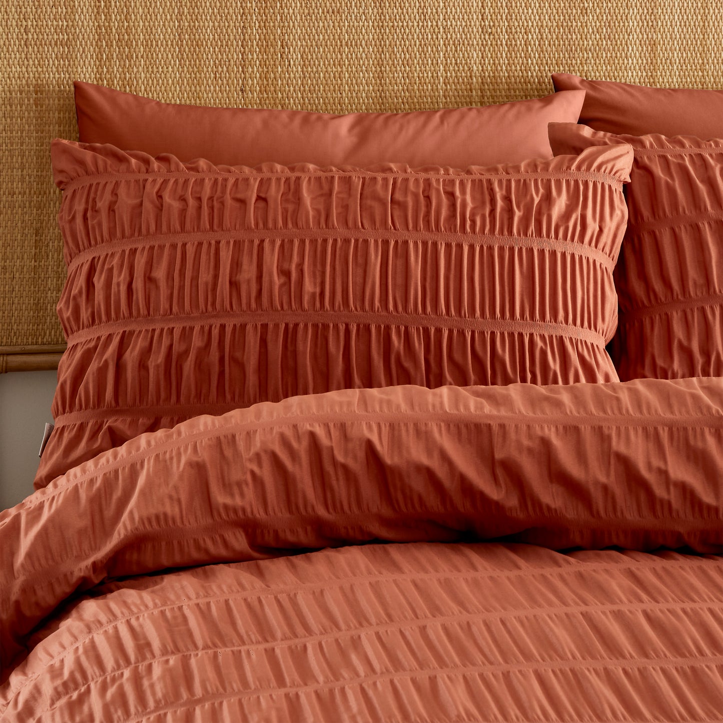 Catherine Lansfield Seersucker Terracota Duvet Set