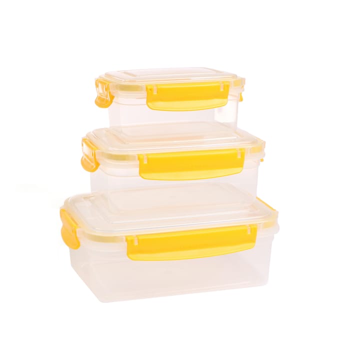 Flat Clip Lock Containers 3 Pack