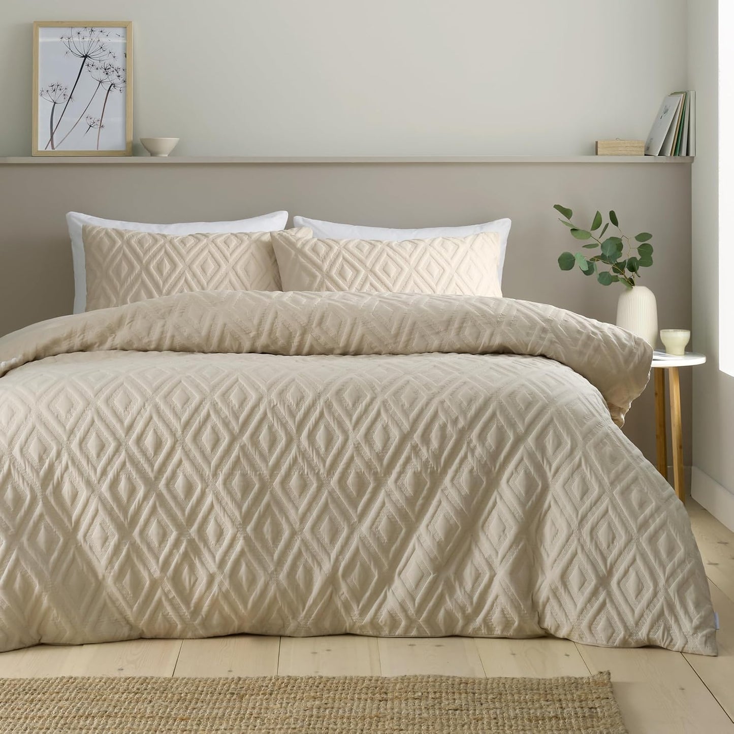 Catherine Lansfield Jacob Geo Soft Duvet Set - Natural