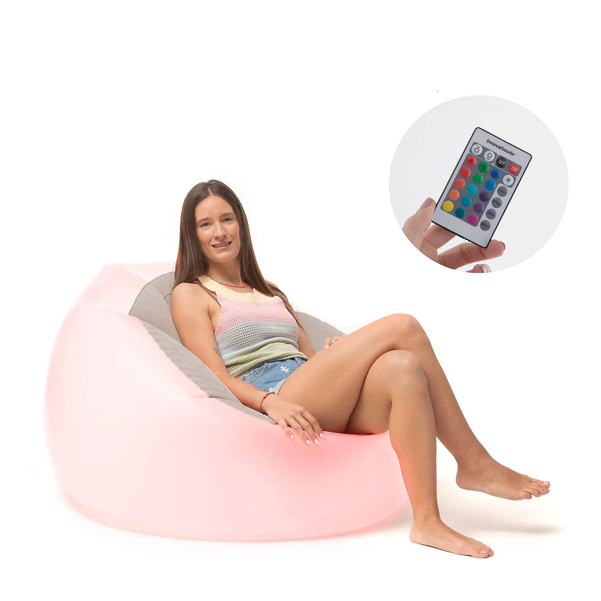 Inflatable Armchair with Multicoloured LED and Remote Control