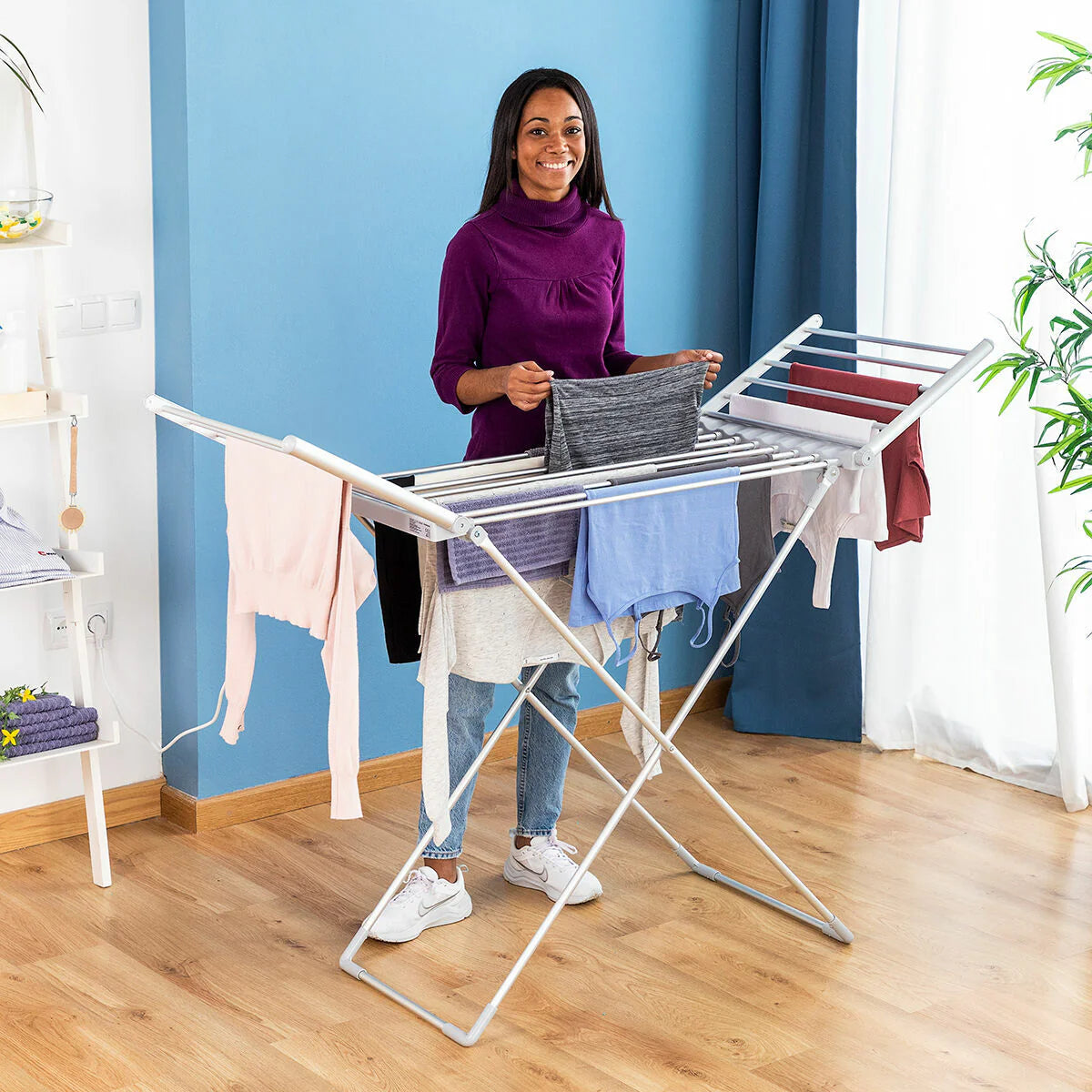 Folding Heated Electric Drying Rack with Wings