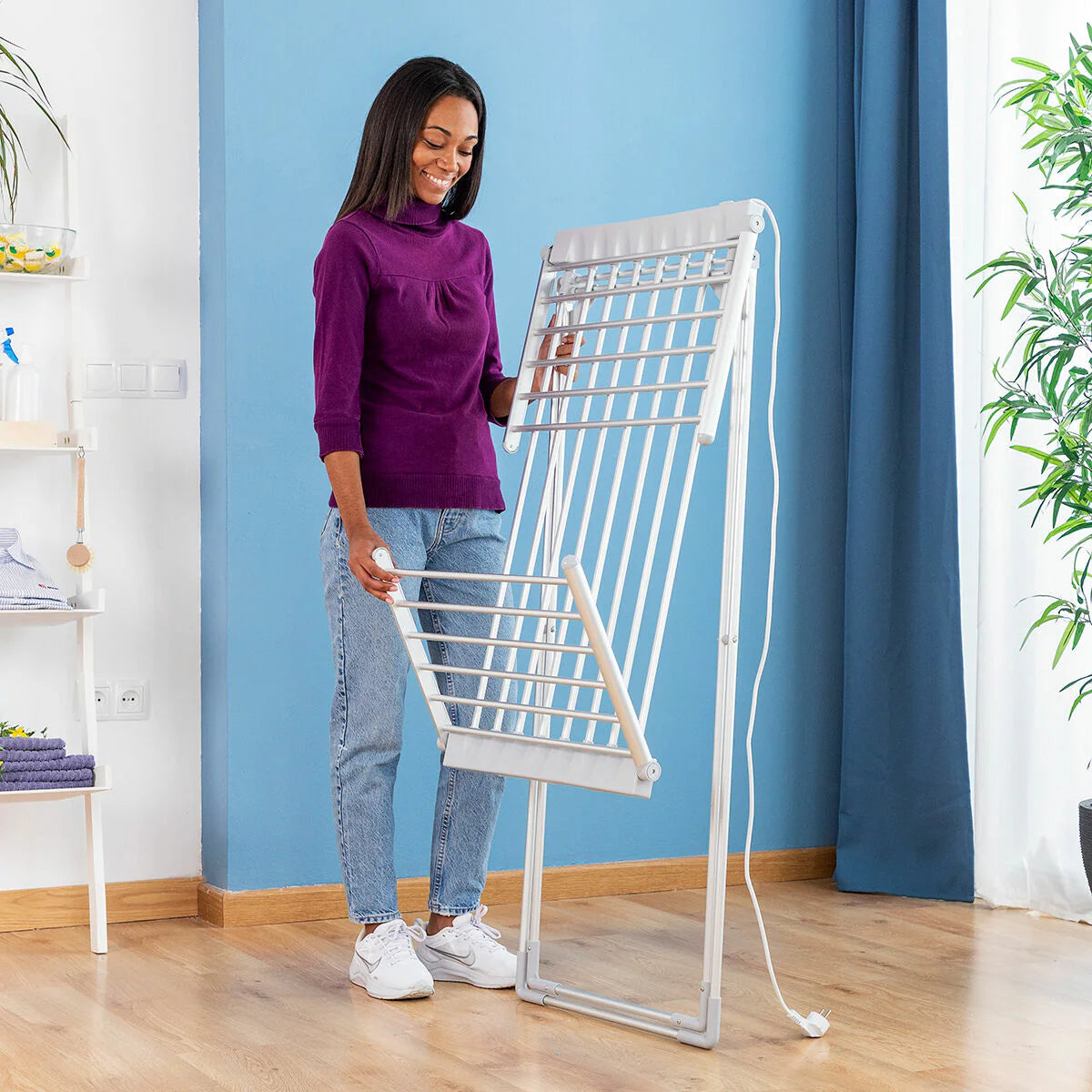 Folding Heated Electric Drying Rack with Wings