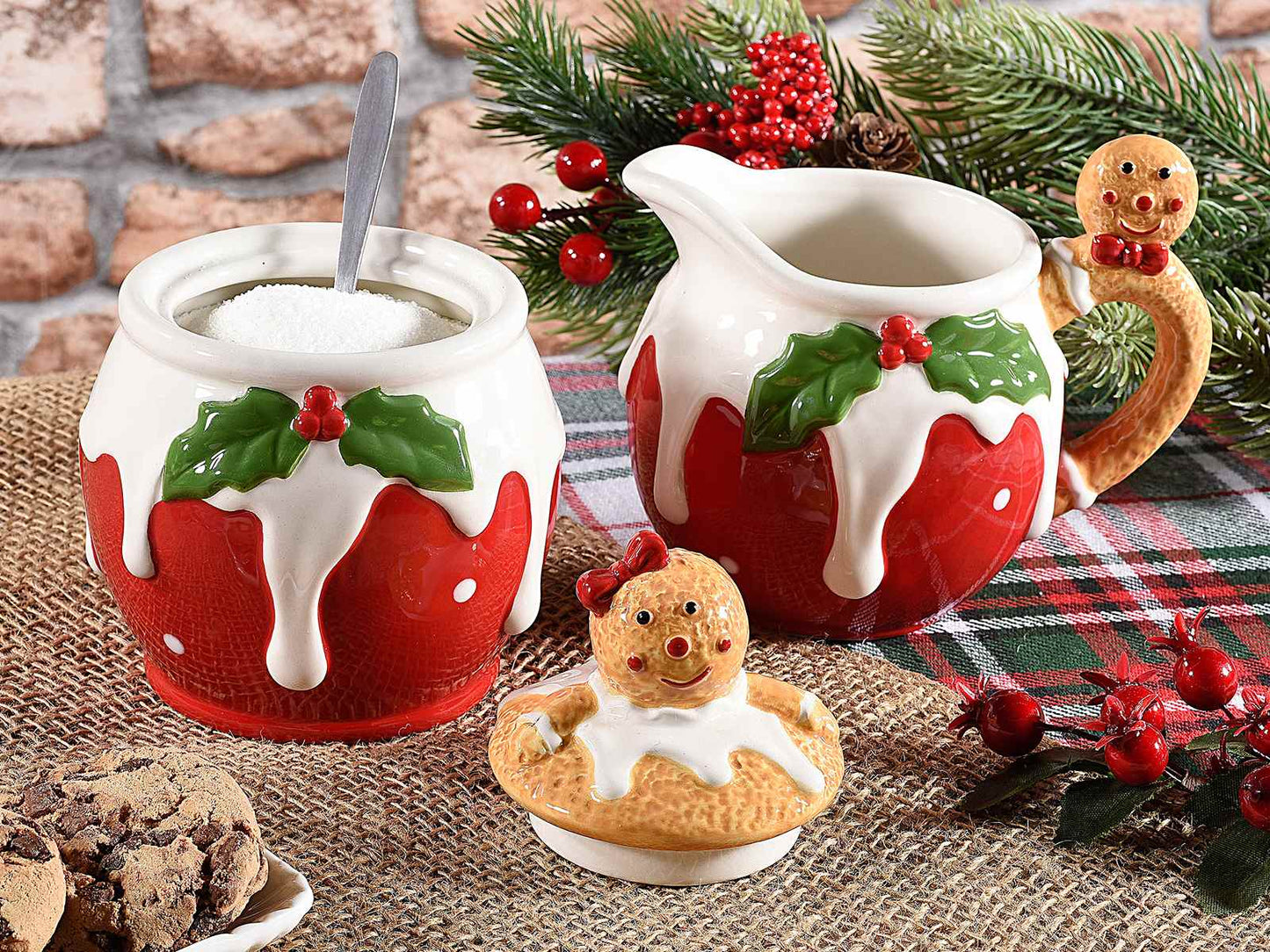 Gingerbread Ceramic Milk Jug & Sugar Set