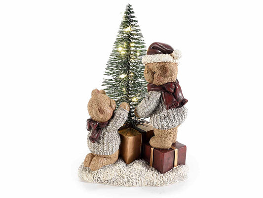 Teddy Bears With Light Up Christmas Tree