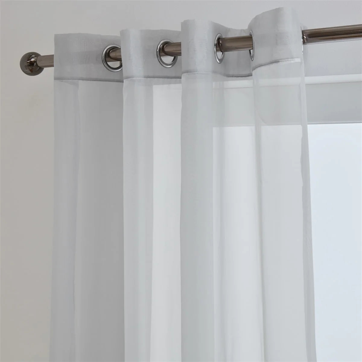 Lucy' Silver Eyelet Ring Top Voile Curtain Panel - 58x90 Drop (148x229cm)