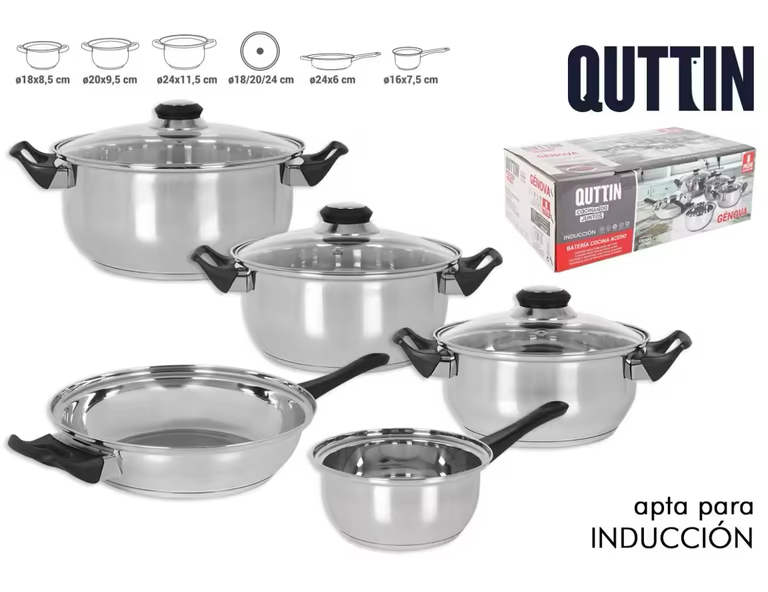 Quttin - 8 Piece Cookware Stainless Steel